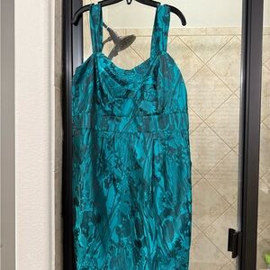 Teal and Black Sleeveless Dress